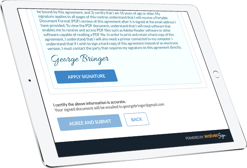 online waiver signature