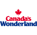 The logo for canada 's wonderland has a maple leaf on it.