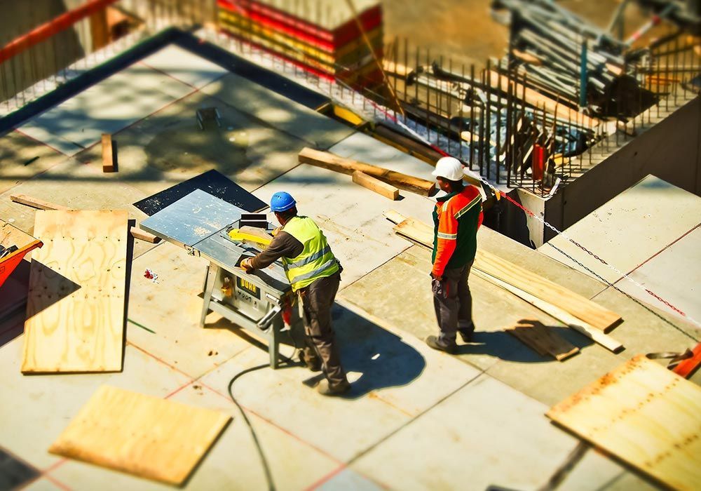 Cutting Wood on Construction Site