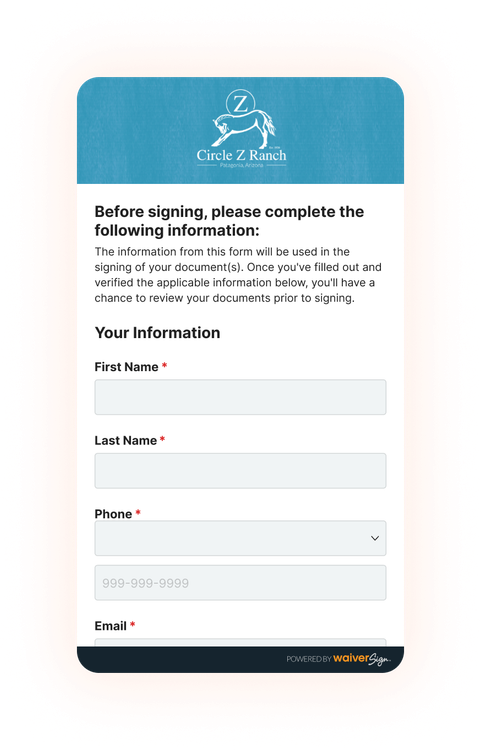 Yoga Waiver on Phone