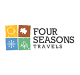 The logo for four seasons travels is a colorful logo with four seasons icons.