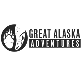 A black and white logo for great alaska adventures.