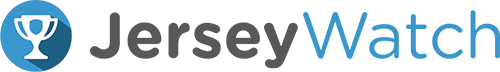 A logo for jersey watch with a trophy in the middle.