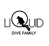 The logo for liquid dive family shows a scuba diver in a circle.