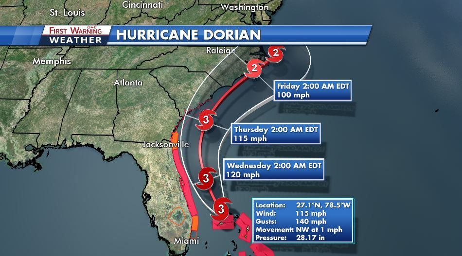 Map Charting Hurricane Dorian