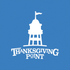 Thanksgiving Point logo: white water tower silhouette on blue background. 
