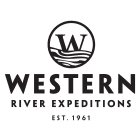 A black and white logo for western river expeditions.