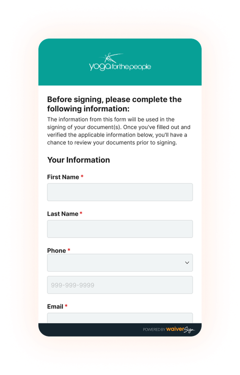 Yoga Waiver on Phone