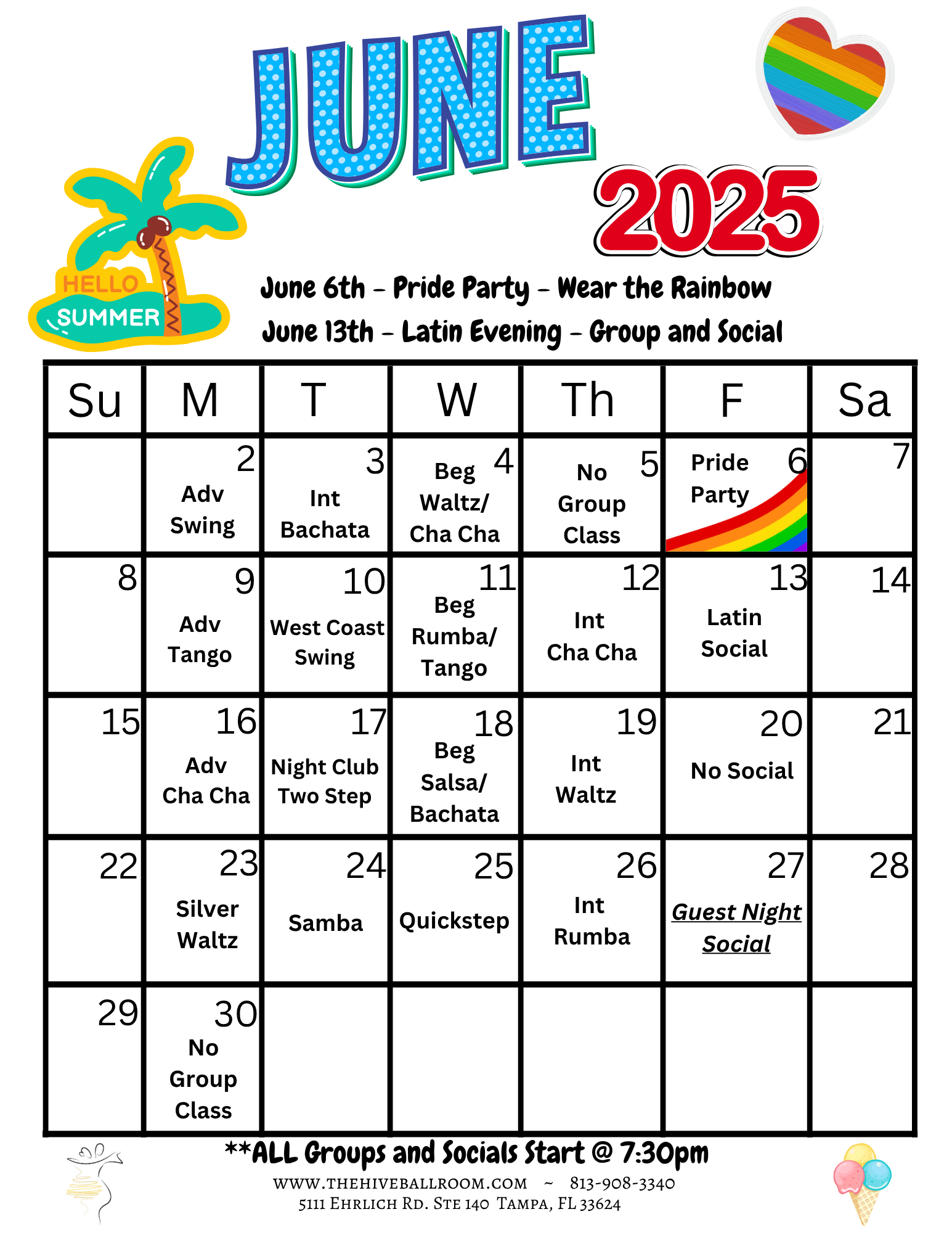 June Calendar — Tampa, FL — The Hive Ballroom Dance