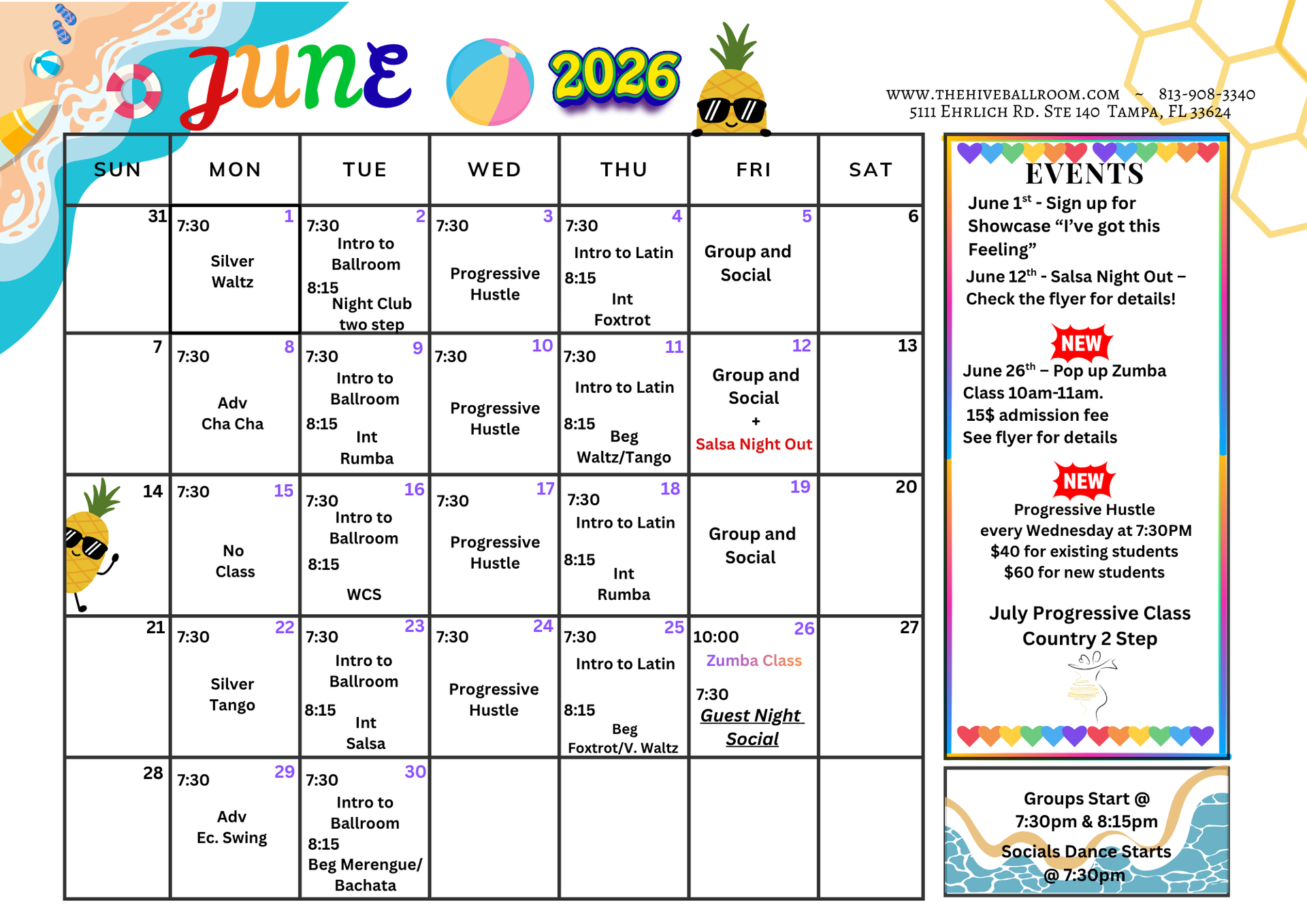 June Calendar — Tampa, FL — The Hive Ballroom Dance