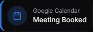Google Calendar notification in dark mode: “Meeting Booked” with blue calendar icon