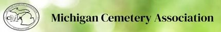 Michigan Cemetery Association logo with green banner and circular emblem