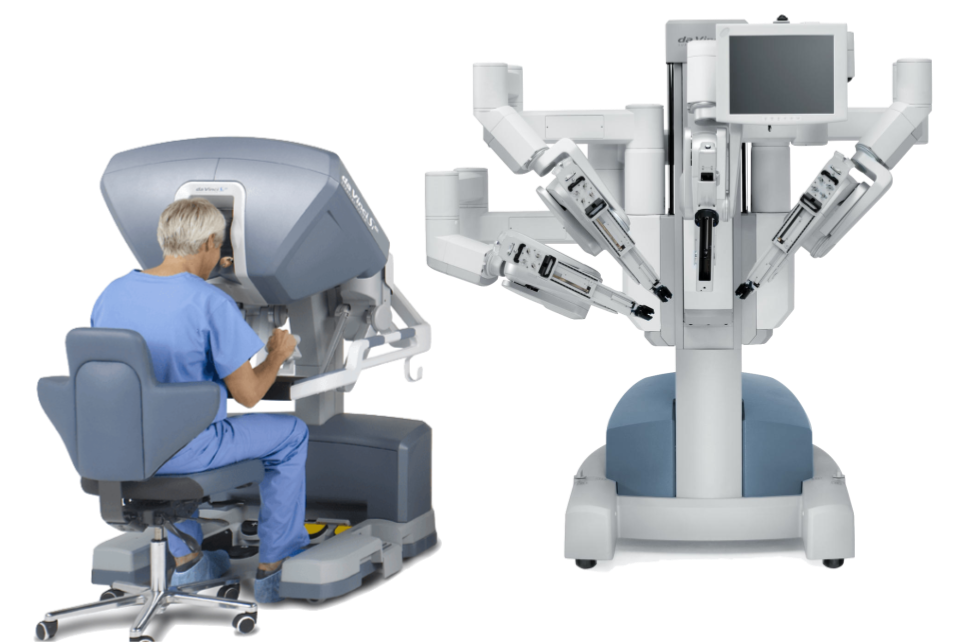 Da Vinci Xi robot, 4th generation Da Vinci robotic system, surgeon console, patient cart, vision cart