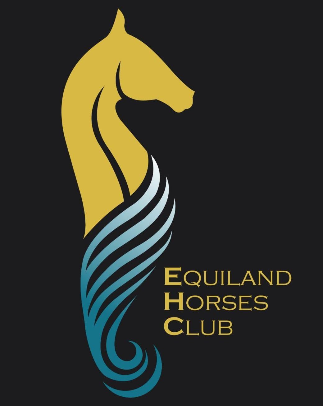 Logo del club di cavalli equiland su sfondo nero