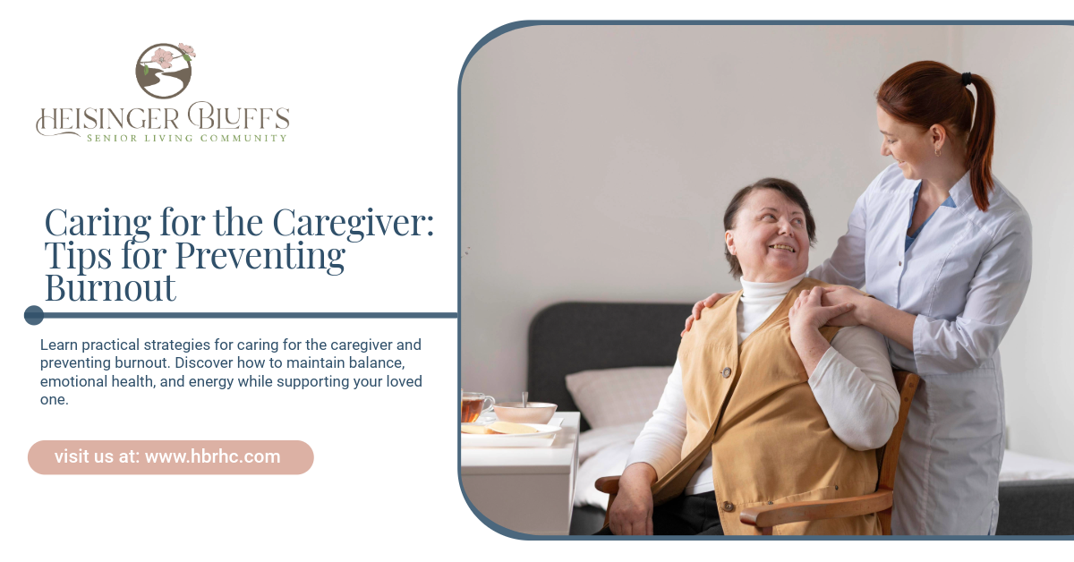 A caregiver assisting an older adult. 