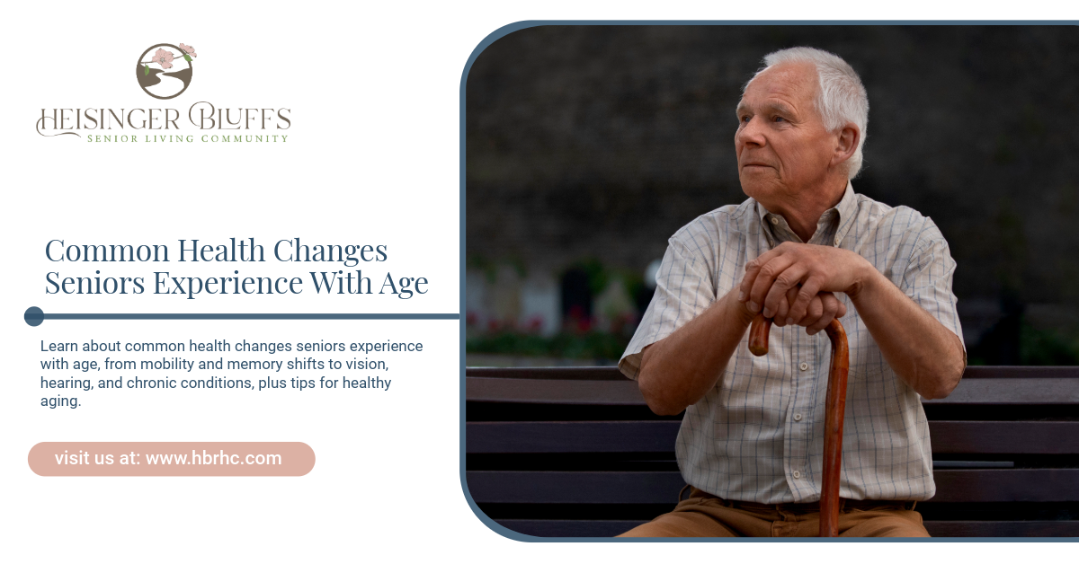 A senior with a cane sitting on an outdoor bench