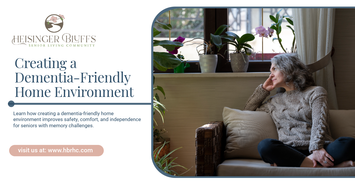 An elderly woman sitting on a couch in her apartment