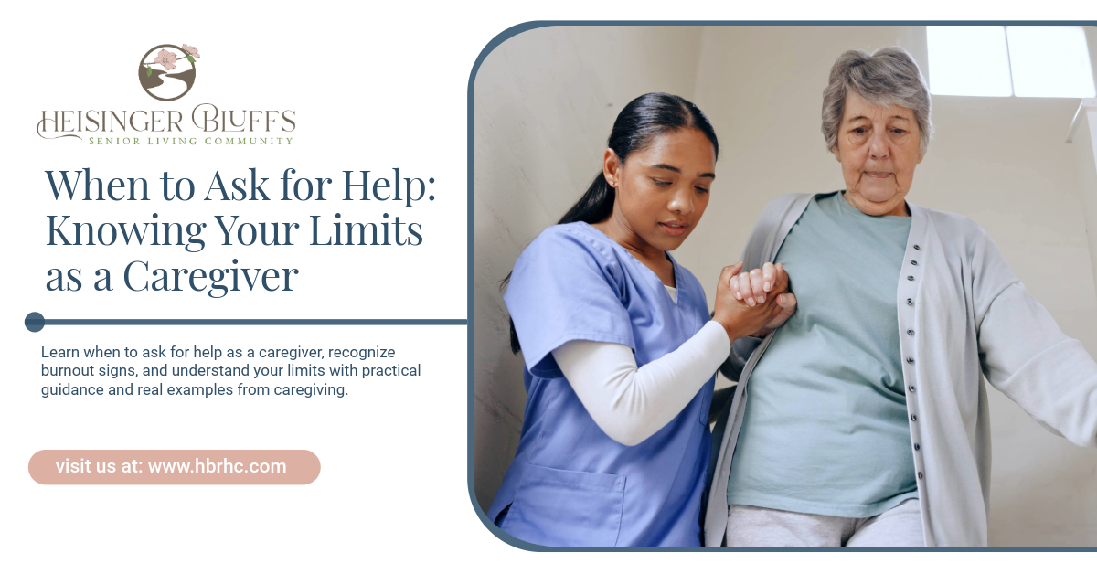 A caregiver is helping an elderly woman go down the stairs