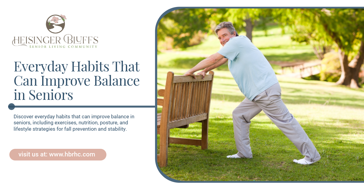 An elderly man is stretching in a park, leaning on a wooden bench.