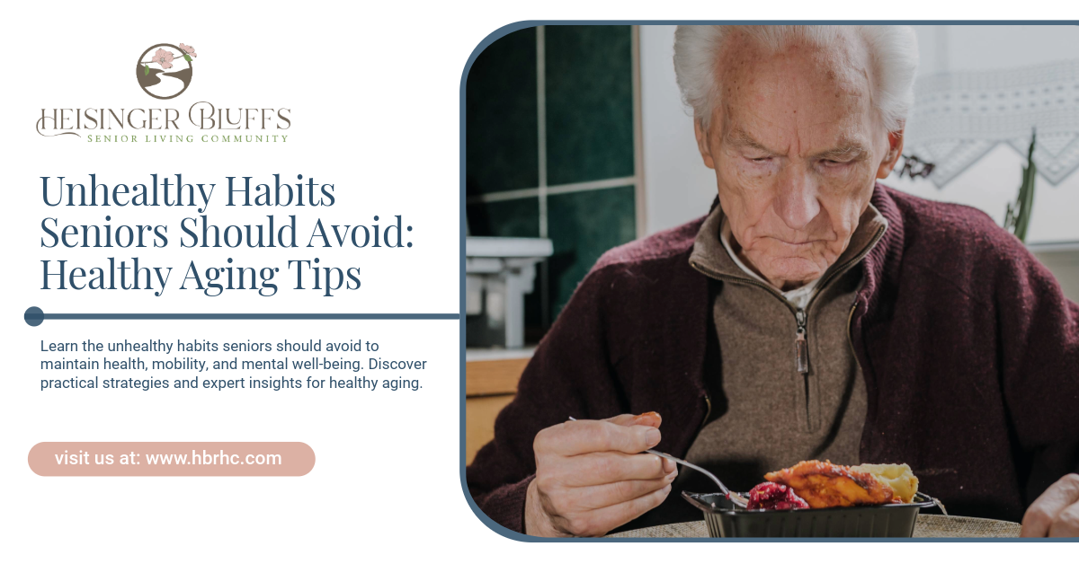 A senior eating a processed meal at a table