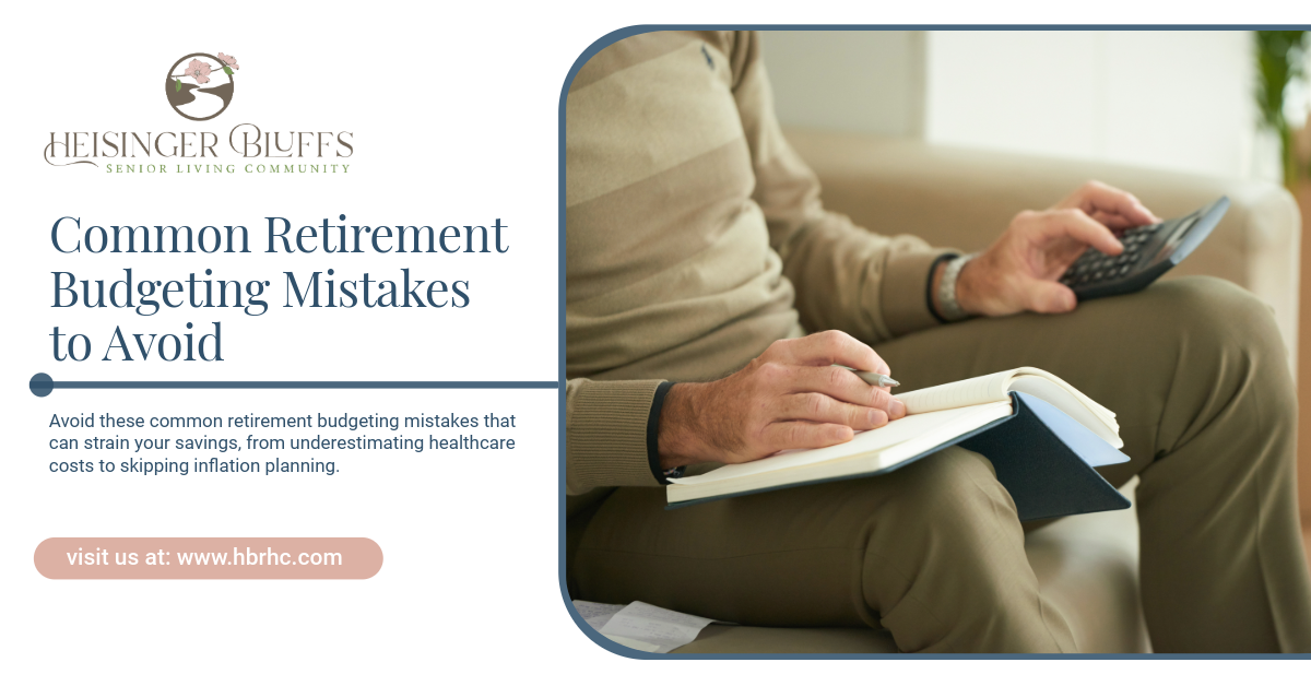 An elderly man holding a notebook, a pen, and a calculator, doing retirement budgeting