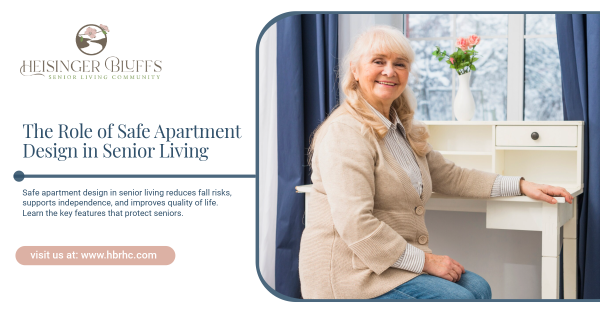 Senior woman sitting at white desk, smiling;.