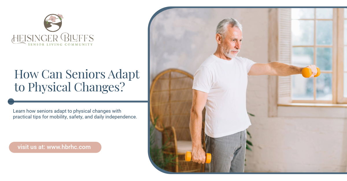 A senior man exercising with dumbbells.