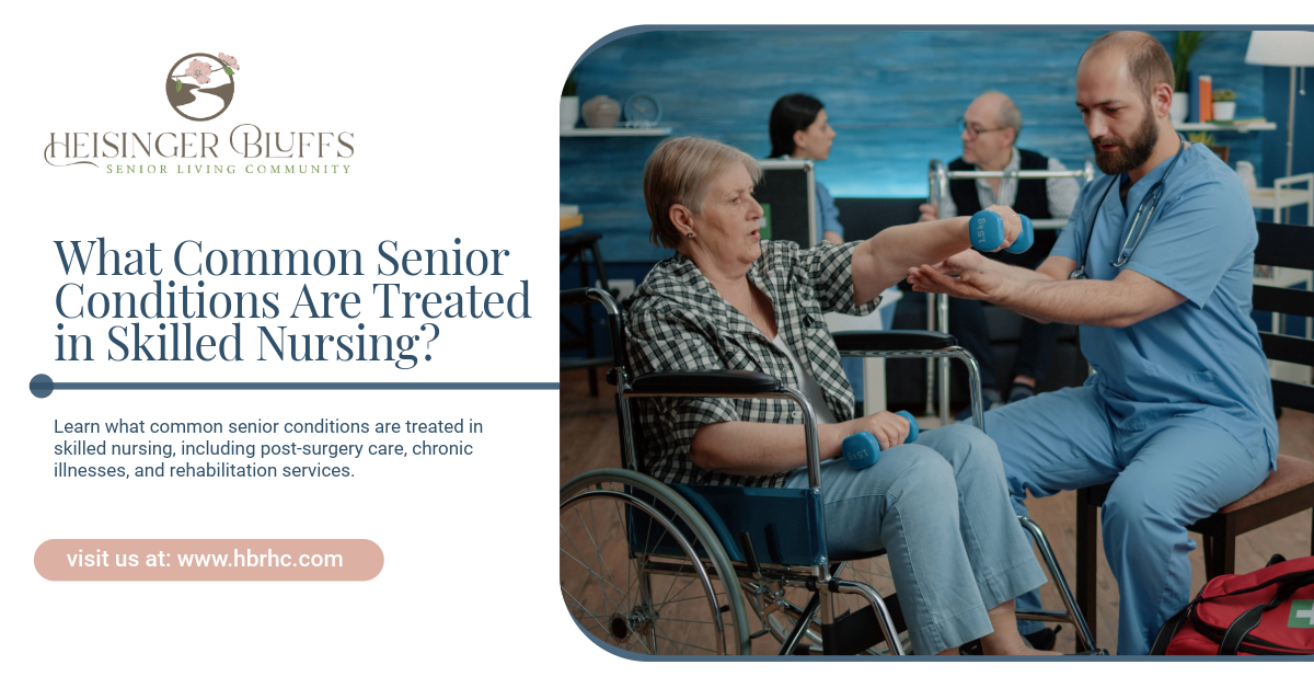 An elderly woman in a wheelchair has her arm examined by a male nurse, in a care setting.