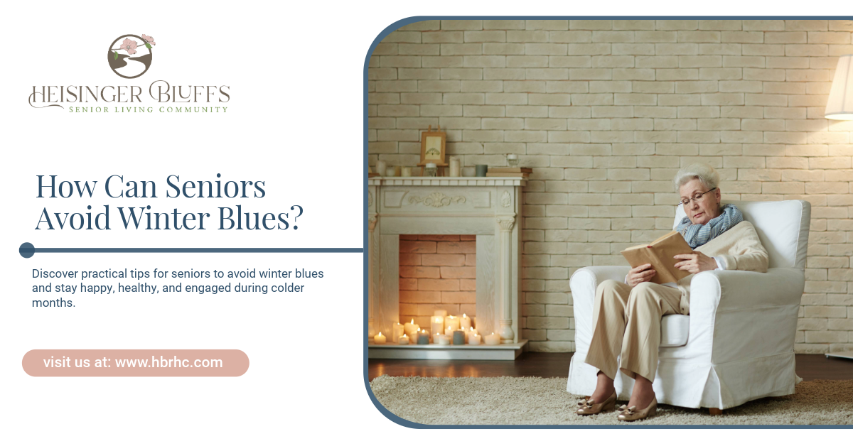 Senior reading by the fireplace.