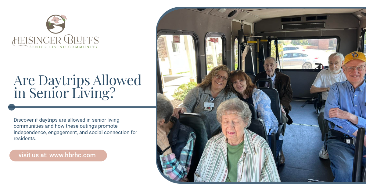 Seniors on a bus for a day trip. 
