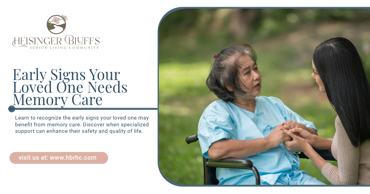 A memory care nurse is talking to a patient