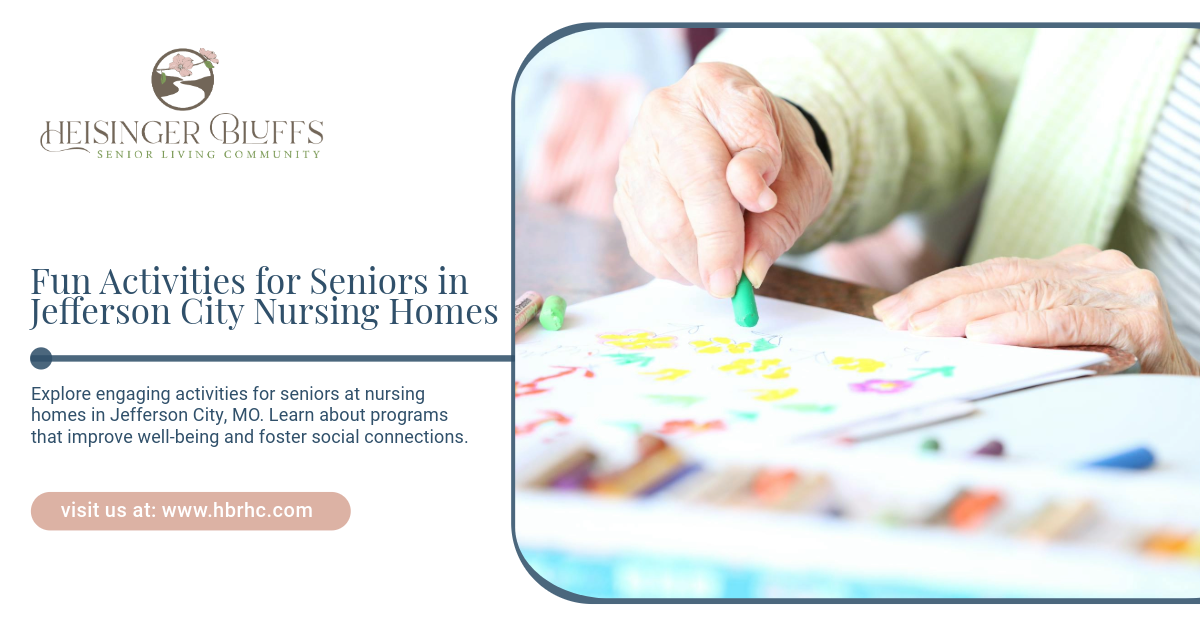 A senior living in nursing home in Jefferson City, Missouri engaging in a fun arts & craft activity.