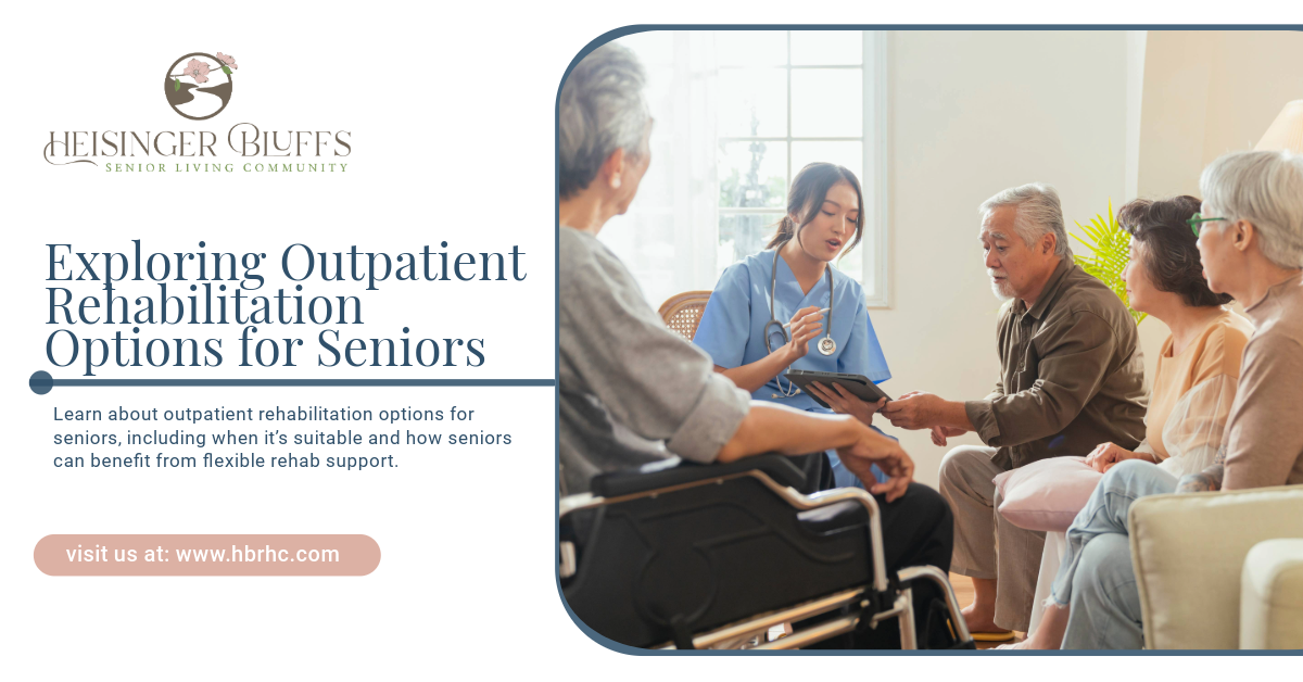 A group of elderly people are sitting around a table talking to a nurse.