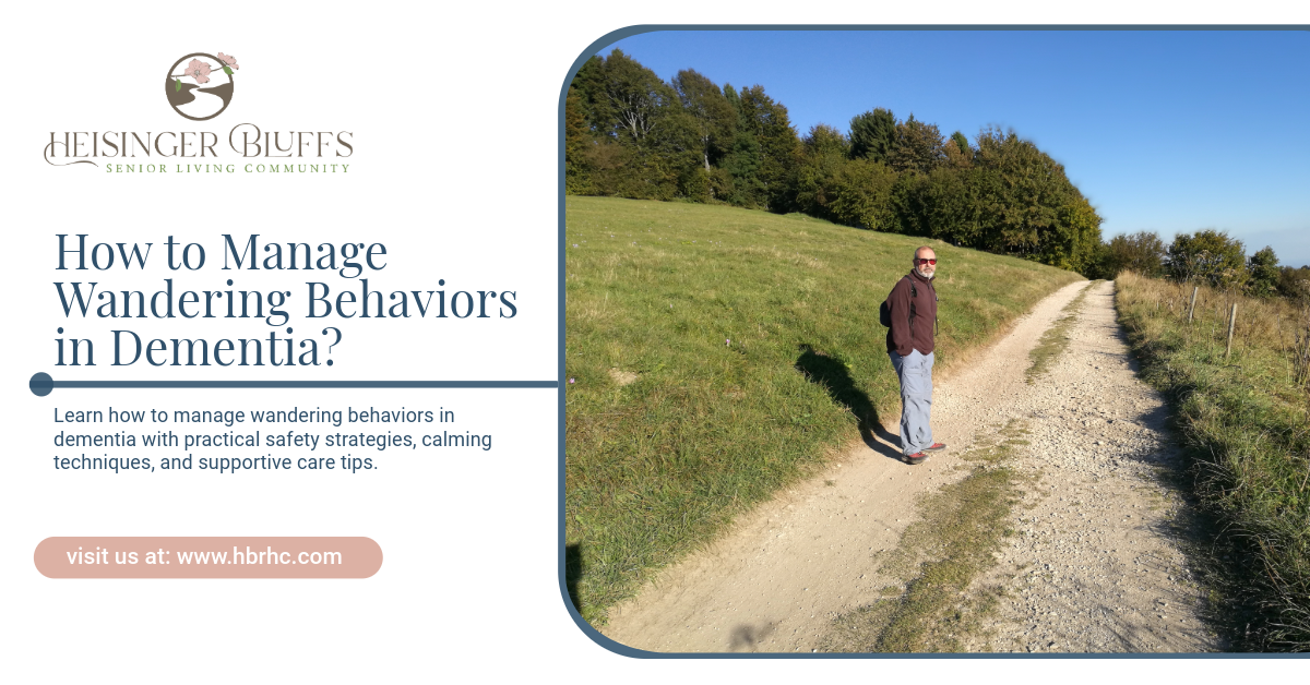 A patient with dementia wandering outdoors