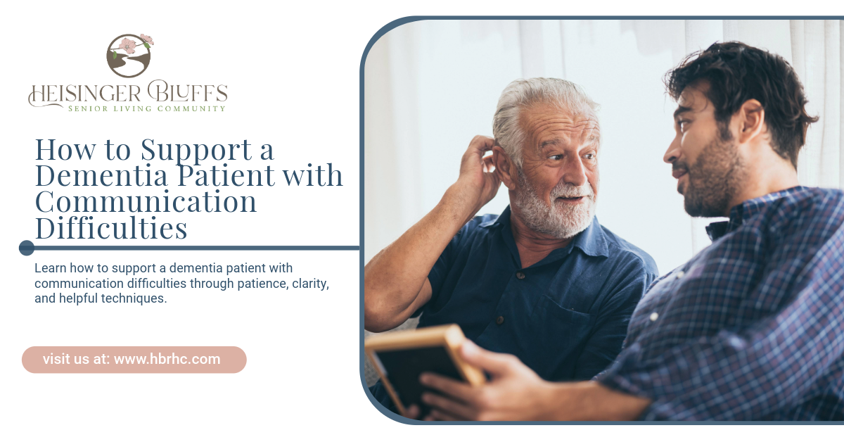 An adult is talking to a patient with dementia