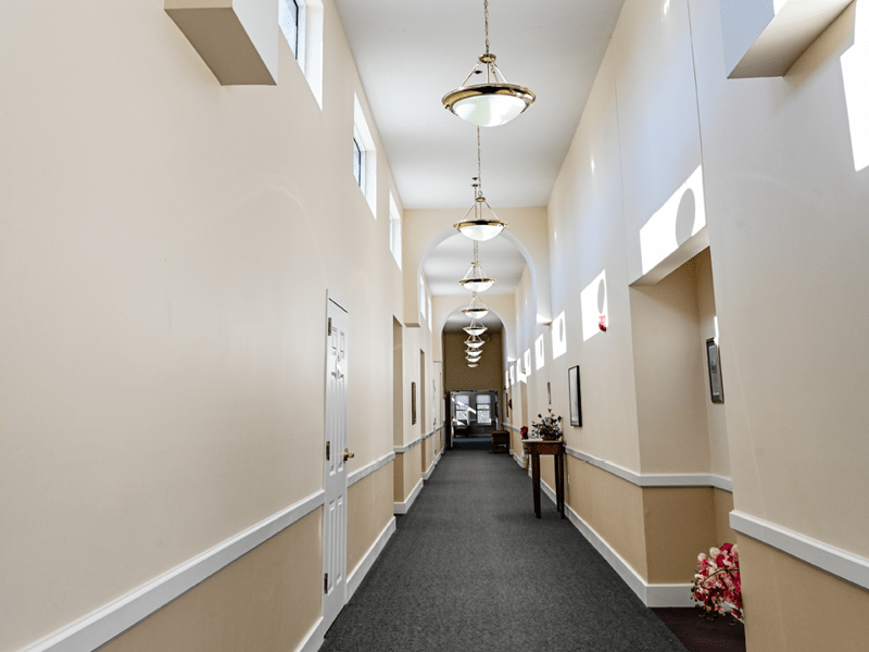 Nursing home independent living for seniors hallway