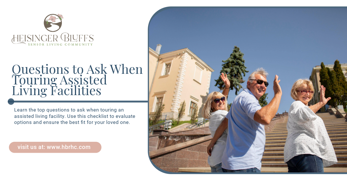 A group of elders touring an assisted living facility.