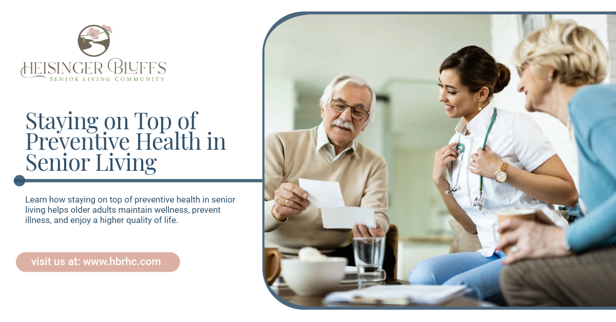 A nurse and two seniors are reviewing paperwork