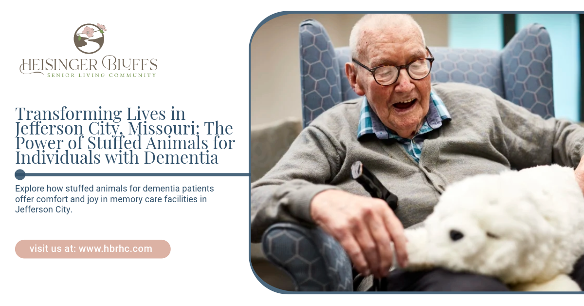 An elderly man sitting on a chair petting a stuffed animal 