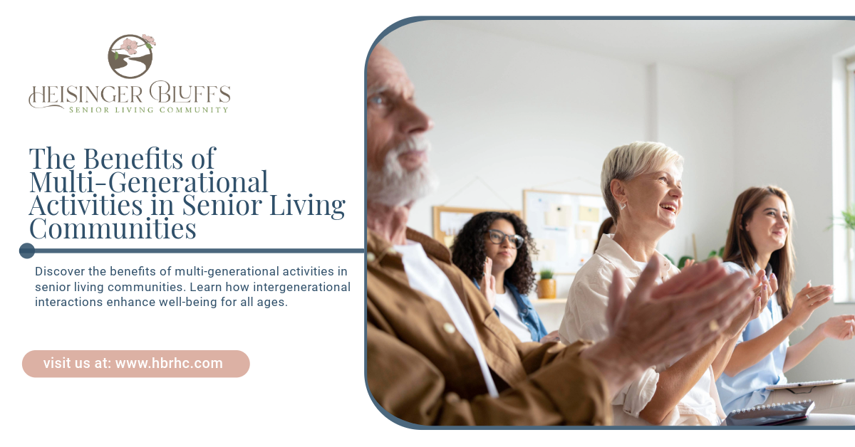 A group of seniors and adults clapping together during an activity