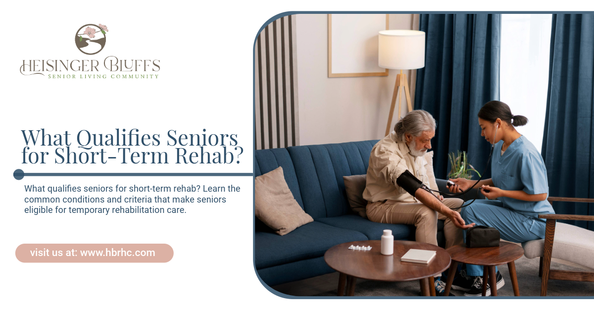 A nurse is helping a senior in a short-term rehabilitation facility