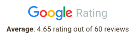 Google rating average 4.65 rating out of 60 reviews