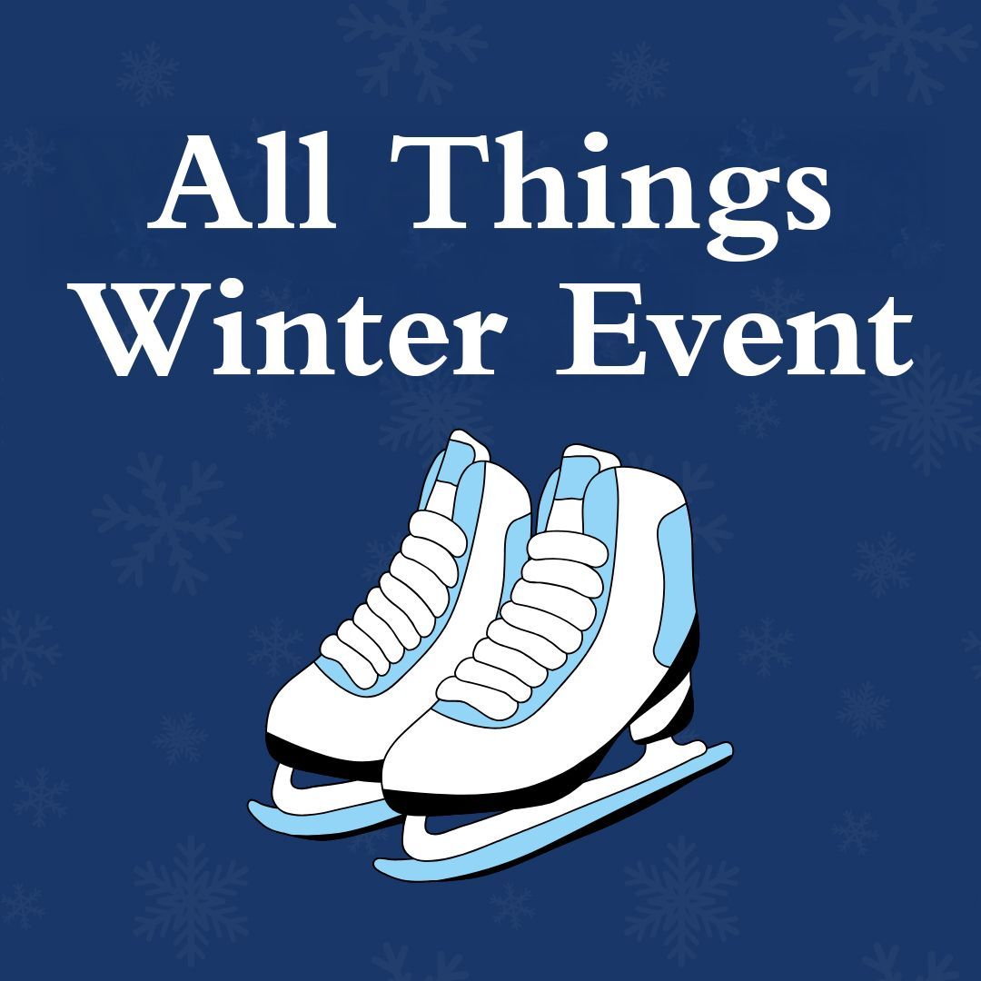 An advertisement for a winter sports event with a pair of ice skates