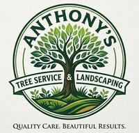Anthony's Tree Service & Landscaping logo with green tree and hills, “Quality Care. Beautiful Results.”