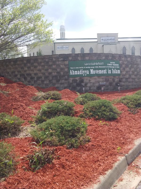 Landscaped entrance sign for “Baptist Memorial Health Care” with red mulch and shrubs