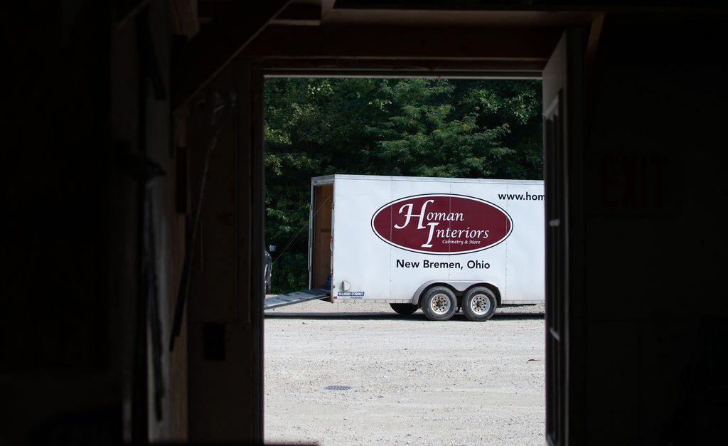A look out of a room at the Homan Interiors trailer