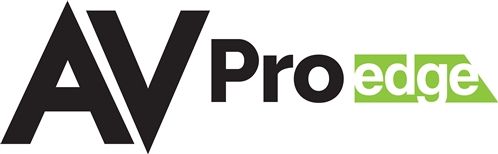 the logo for av pro edge is black and green on a white background .