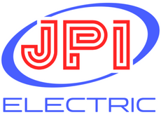 the logo for jpi electric is red and blue