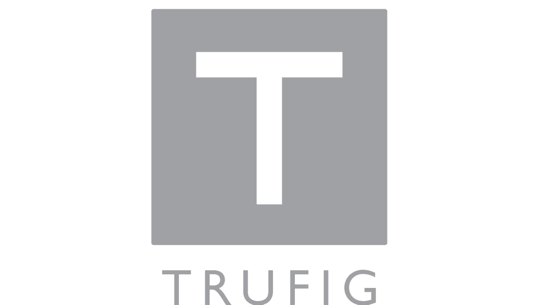 the logo for trufig is a square with a letter t inside of it .