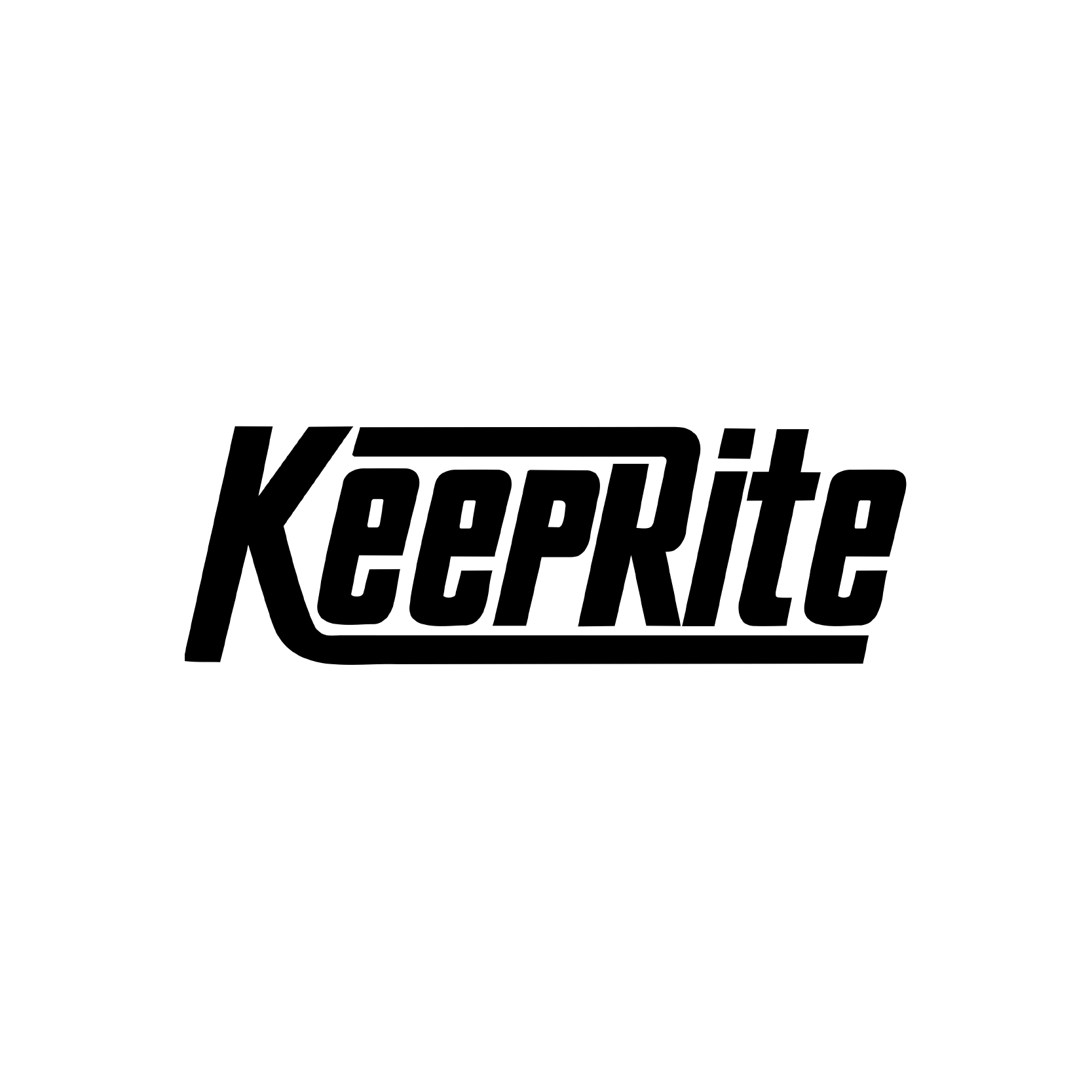 Un logo noir et blanc pour keeprite sur fond blanc.
